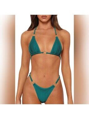 NWOT MIKETAI Two Piece Spaghetti Strap Triangle Top Bikini Swimsuit Set, Small